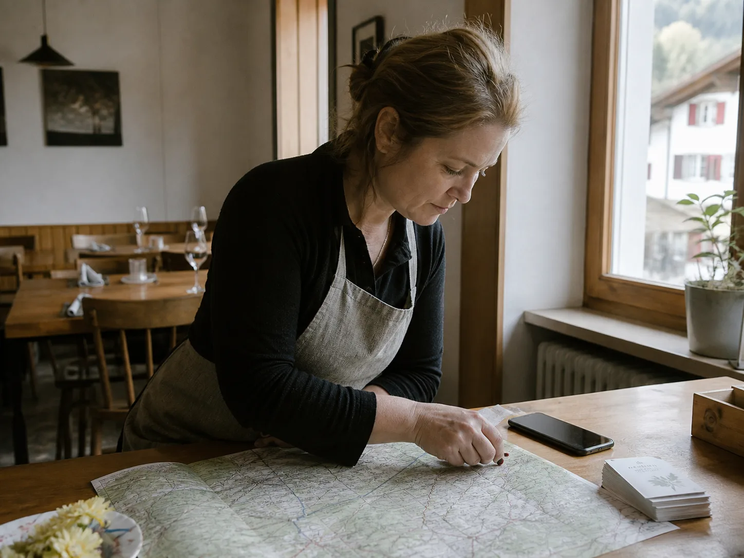 Schweizer Restaurant zeigt seinen Servicebereich auf einer Karte an
